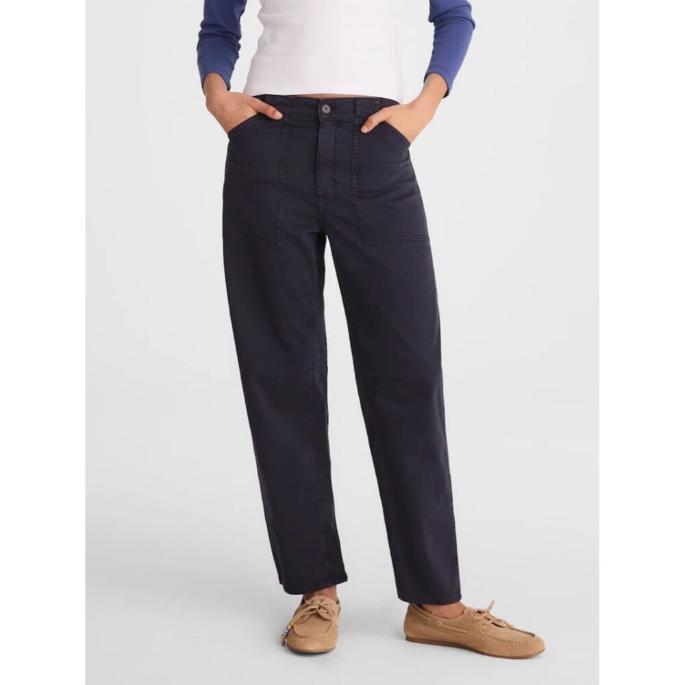 Madewell Darted Barrel Leg Utility Pants NWT Size 32 Navy High Rise Ankel Length